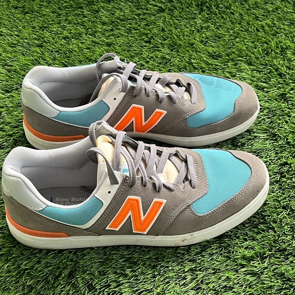 New Balance Men's Blue and Gray Sneakers with Orange Highlights - Picture 3 of 5